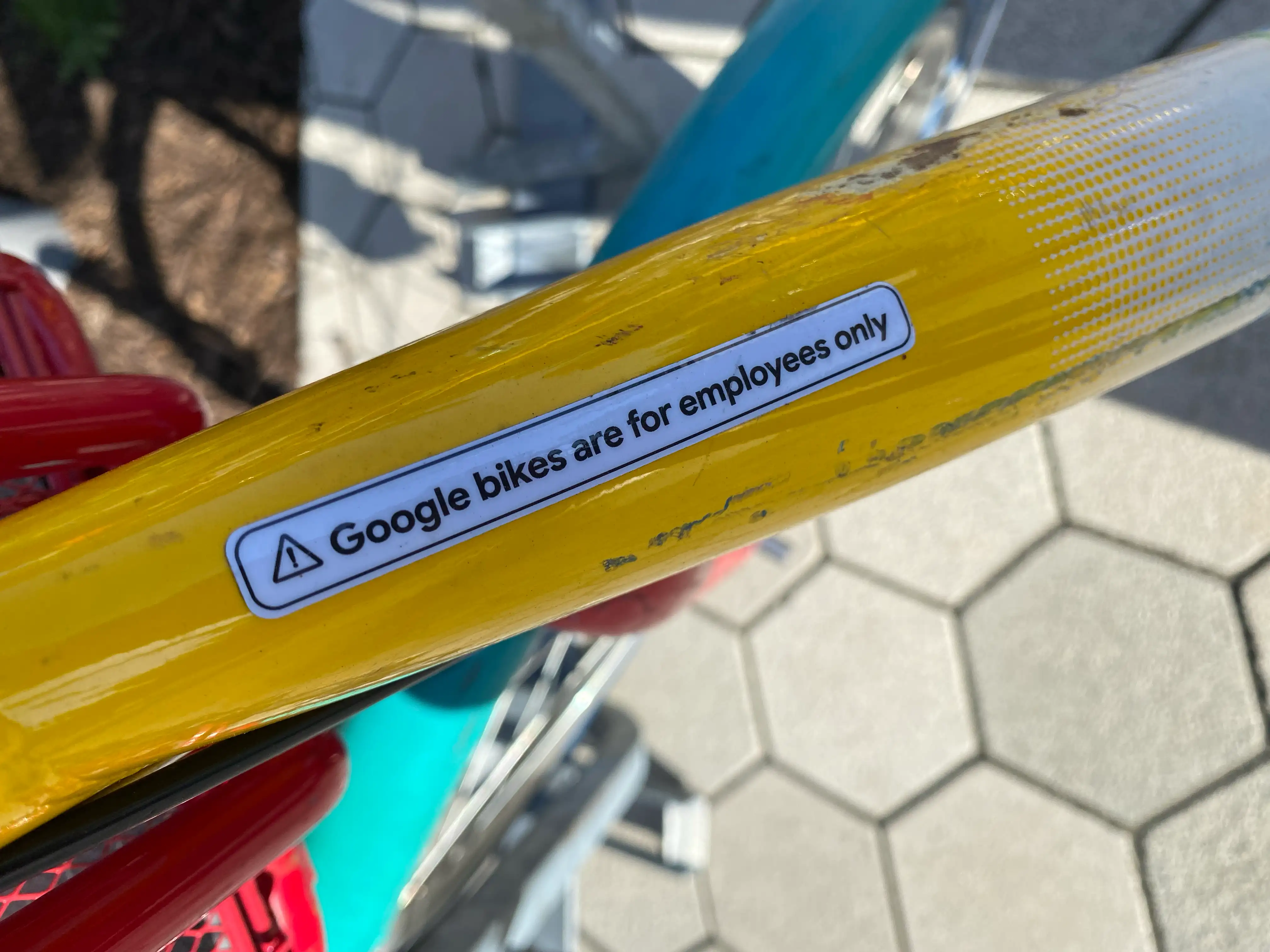 Text reads "Google bikes are for employees only"