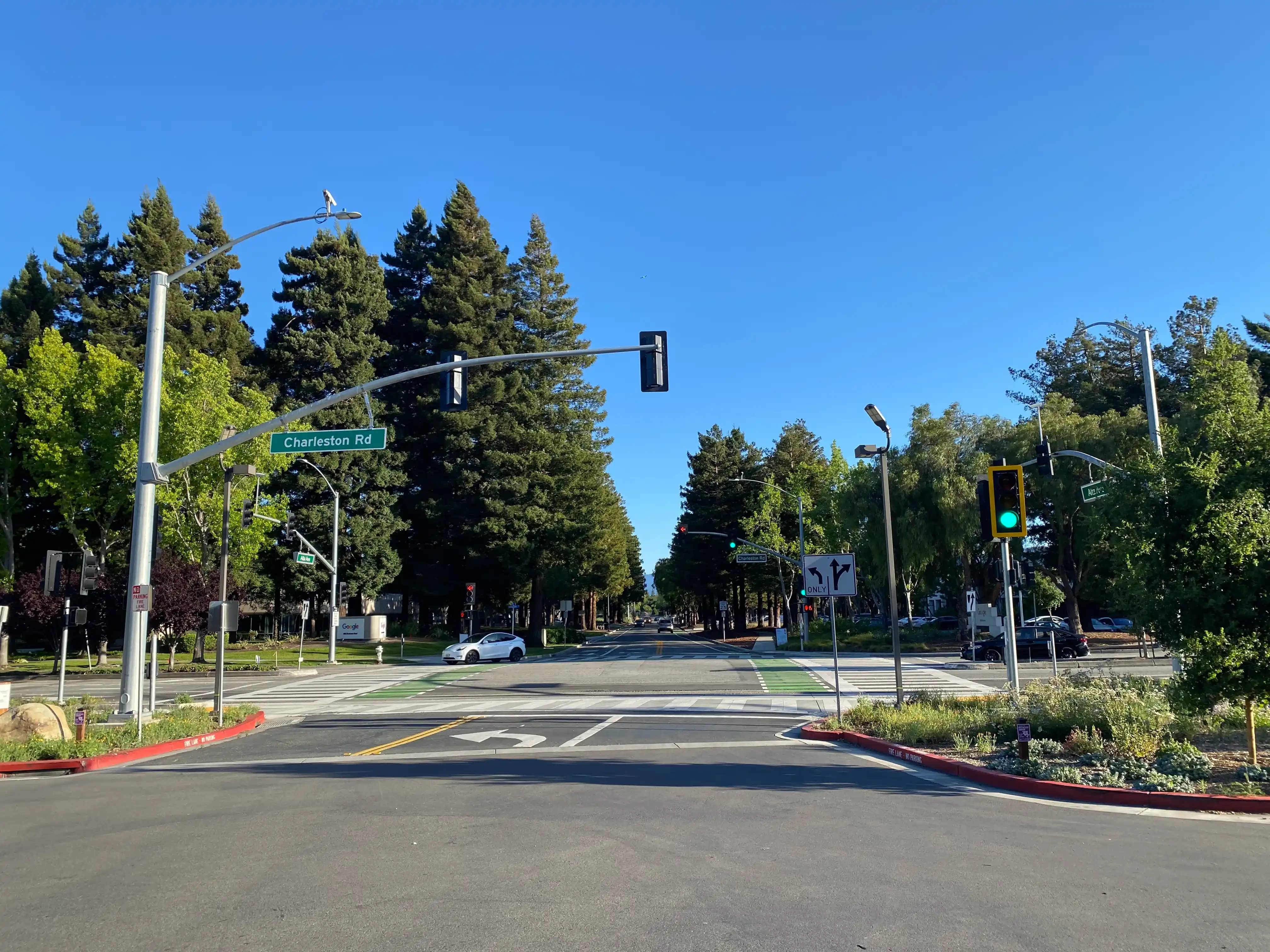 Photo of a street corner intersection.